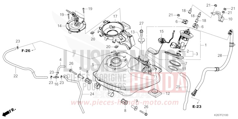 RESERVOIR A CARBURANT de MSX GROM A GAYETY RED (R310) 2021